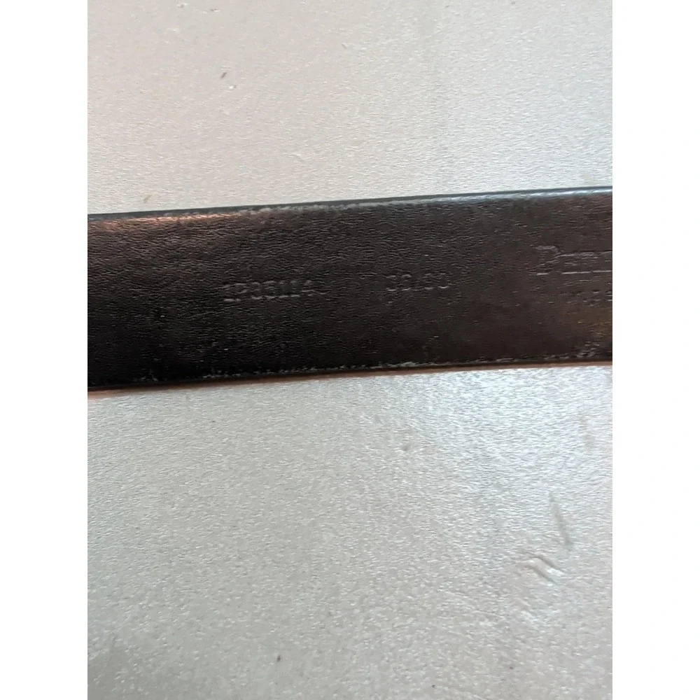 Perry Ellis Portfolio Mens Black Leather Belt Silver Tone Buckle Size 36 1P35114